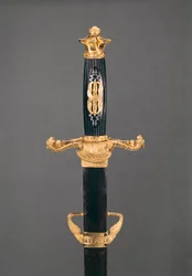 Empuñadura de una espada de doble filo de un general en comando durante el golpe de estado en Saint Cloud el 18 brumario año 8 (9 de noviembre de 1799)